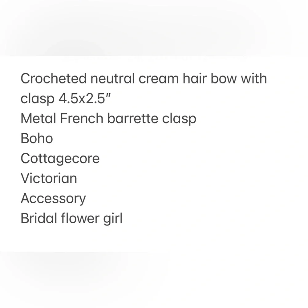 Crochet neutral cream color boho hair bow with clasp model size 4-5T